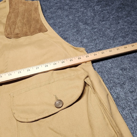 Vintage Bob Allen Shooting Vest Upland Field Hunting Leather Padded Game Bag L - Picture 8 of 9